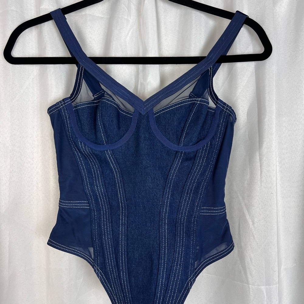 Burberry denim jean corset top womens size 2